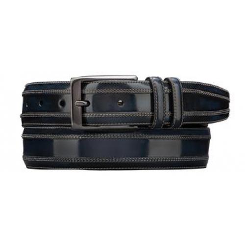 Mezlan Blue Genuine Antiqued Fashion Calfskin Belt - AO9393
